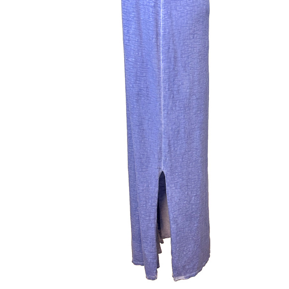 Chico's Blue Cotton Slub T Shirt Side Vent Cotton Maxi Dress Small - Picture 4 of 6